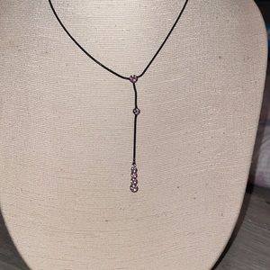 Black w/ pink crystal necklace #48